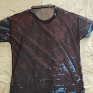 Sheer Metallic Blue-Pink Tee